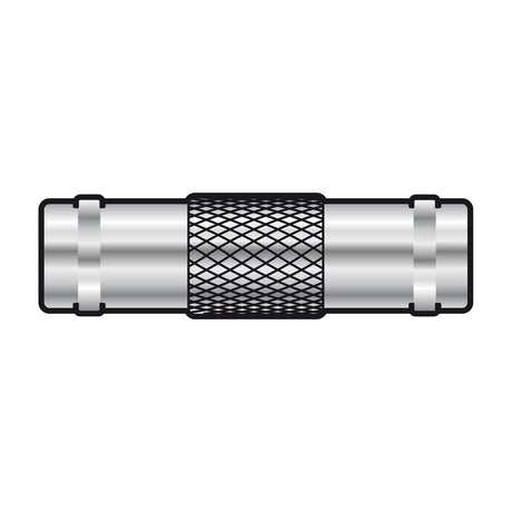 AV:Link BNC female to female coupler with knurled centre grip and metal barrel body, shown on a plain white background.