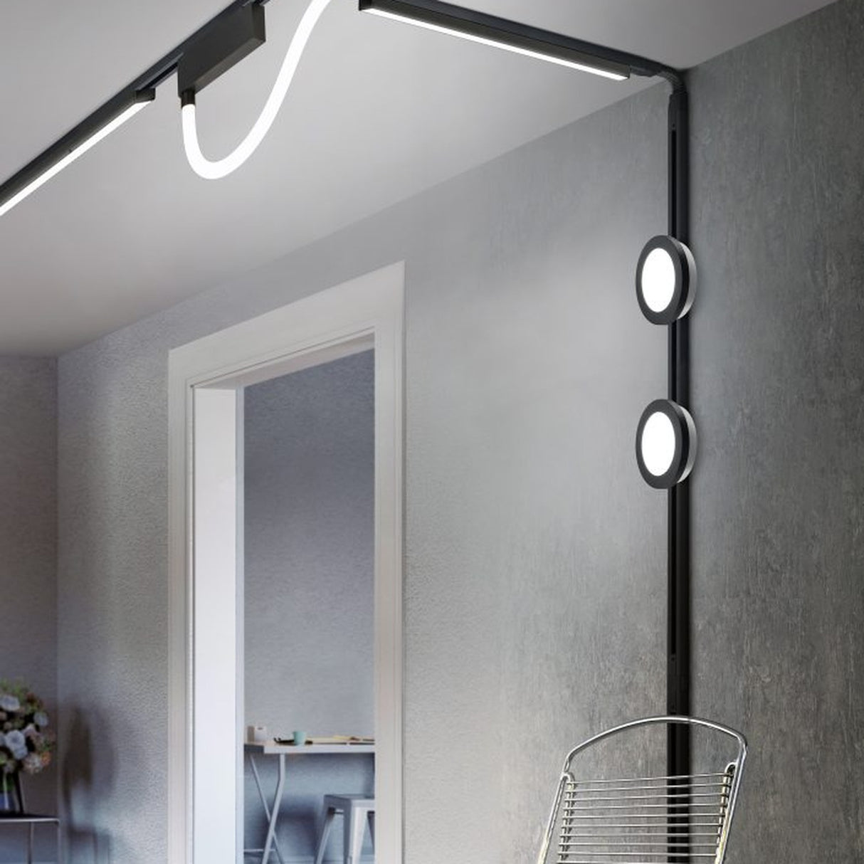 DUOline LED Round Ceiling Light – Matt Black