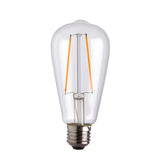 Endon 2W E27 LED filament pear bulb in clear glass with warm white filaments and a screw cap, shown on a plain white background.