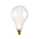 Oversized clear glass LED globe bulb with visible filament-style light source and E27 brass fitting, shown on a plain white background.