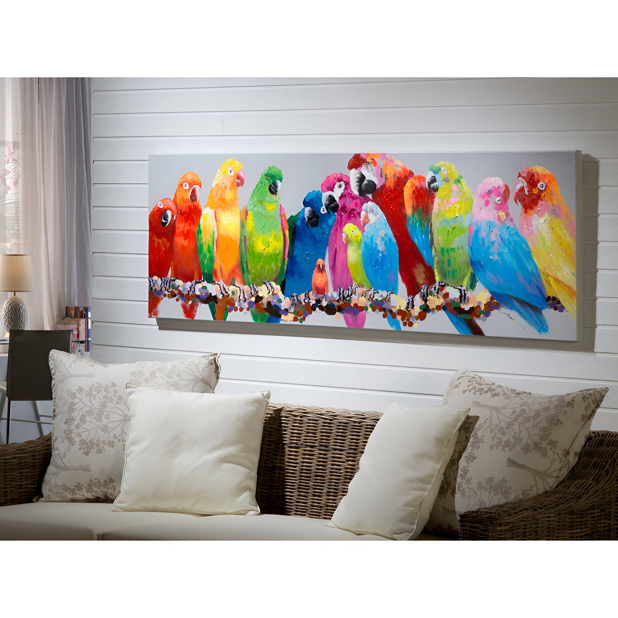 Tropic Multicolour Tropical Birds Acrylic Painting – 60x180cm