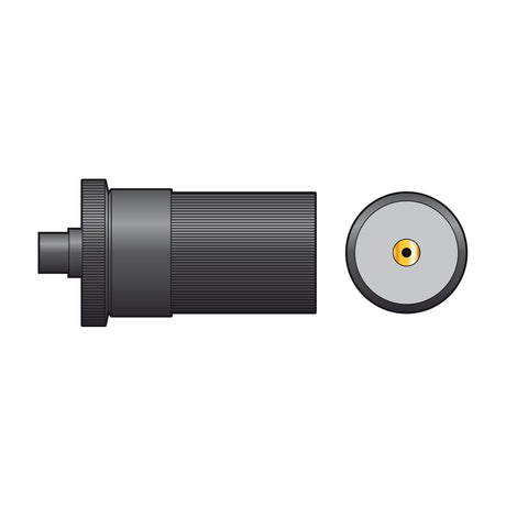Mercury 12V DC in-line car lighter socket by AVSL, black ribbed cylindrical body with rubber cable protector, shown alongside end view revealing brass contact.