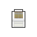 AV:Link RJ12 6P6C crimp modular plug by AVSL with clear housing and six copper contacts, shown on a plain white background.
