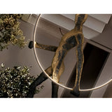 Caminante Black LED Light Standing Sculpture With LED Ring Light - 218cm