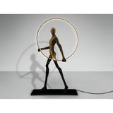 Caminante Black LED Light Standing Sculpture With LED Ring Light - 218cm
