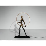 Caminante Black LED Light Standing Sculpture With LED Ring Light - 150cm