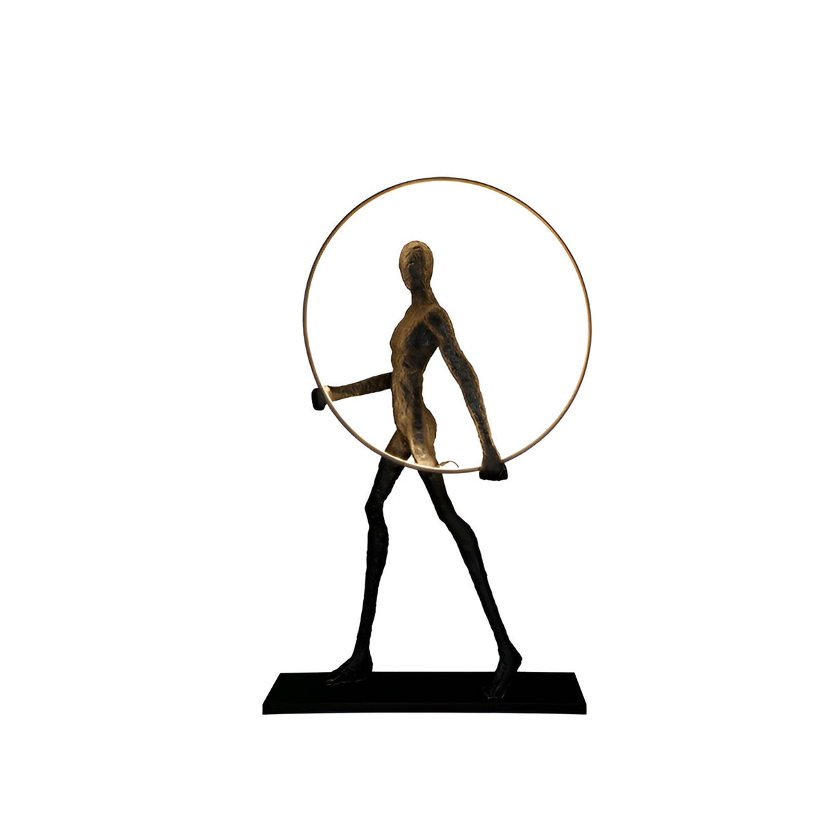 Caminante Black LED Light Standing Sculpture With LED Ring Light - 150cm