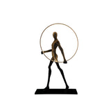 Caminante Black LED Light Standing Sculpture With LED Ring Light - 150cm