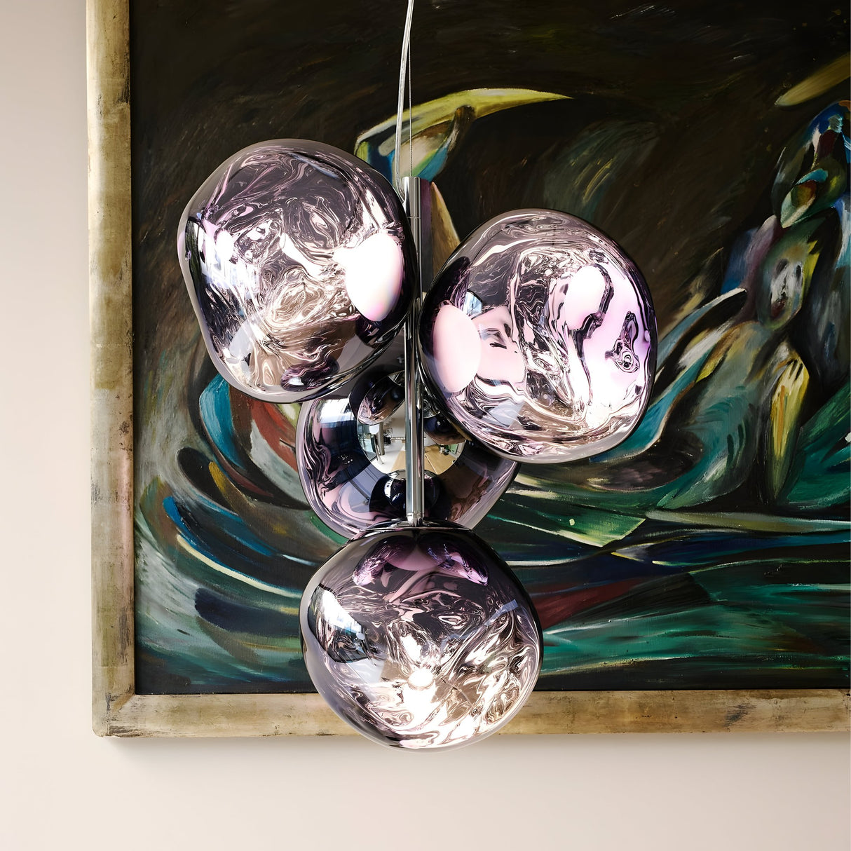 Lava 4 Light LED Chandelier - Smoked Blue