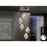 Rocio 5 Light Dimmable LED Glass Cluster Pendant 25W 3000K - Chrome