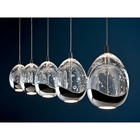 Rocio 5 Light Dimmable LED Glass Bar Pendant 25W 3000K - Chrome