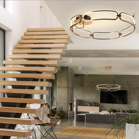 Colette Flush Ceiling Light 65W 3000K - Rose Gold shown in a room setting