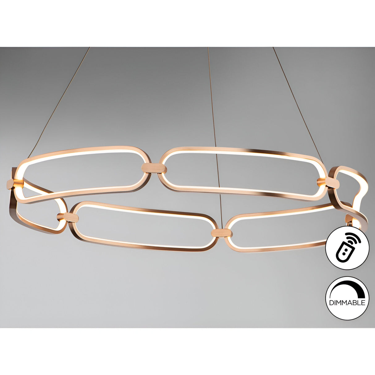 Colette Dimmable LED Large Circular Suspension Light - Rose Gold (With Remote Control)