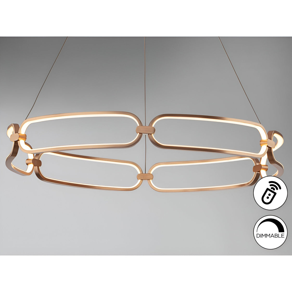 Colette Dimmable LED Large Circular Suspension Light - Rose Gold (With Remote Control)