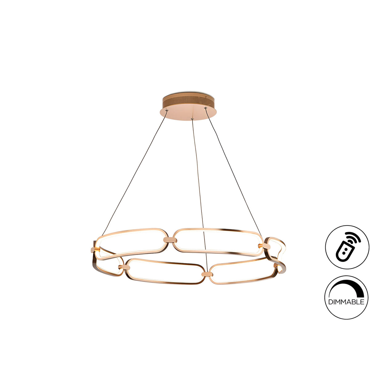 Colette Dimmable LED Large Circular Suspension Light - Rose Gold (With Remote Control)