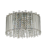 Brenbourne Flush Ceiling Light in polished chrome with vertical crystal glass rods and faceted droplets, shown on a plain white background.