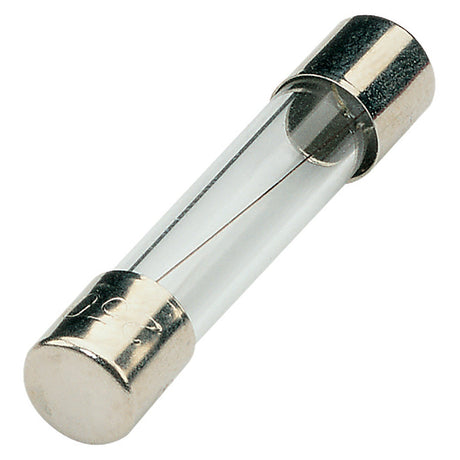 The Mercury 6 x 32mm F100ma Quick Blow Fuse is an IEC compliant glass tube fuse with metal caps and a thin wire inside, designed for electrical circuit protection and ideal for fast-acting fuse applications.