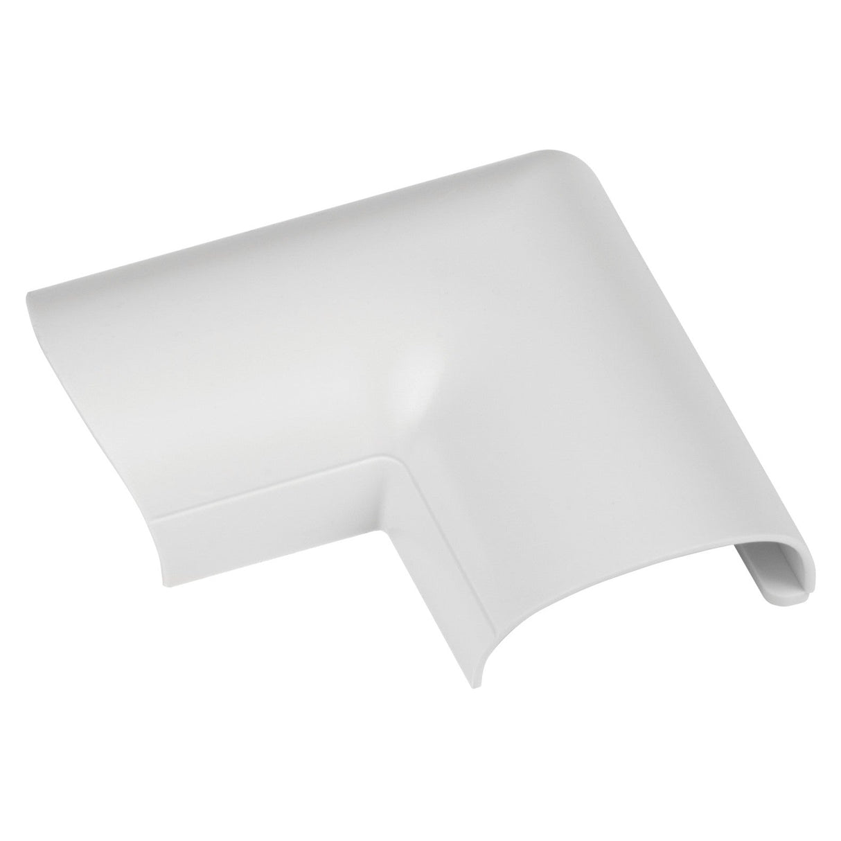 The D-Line Clip-Over Door Top Bend 30x15mm in white, available as a pack of five, is an L-shaped plastic component with smooth edges and a curved design that efficiently supports cable management.