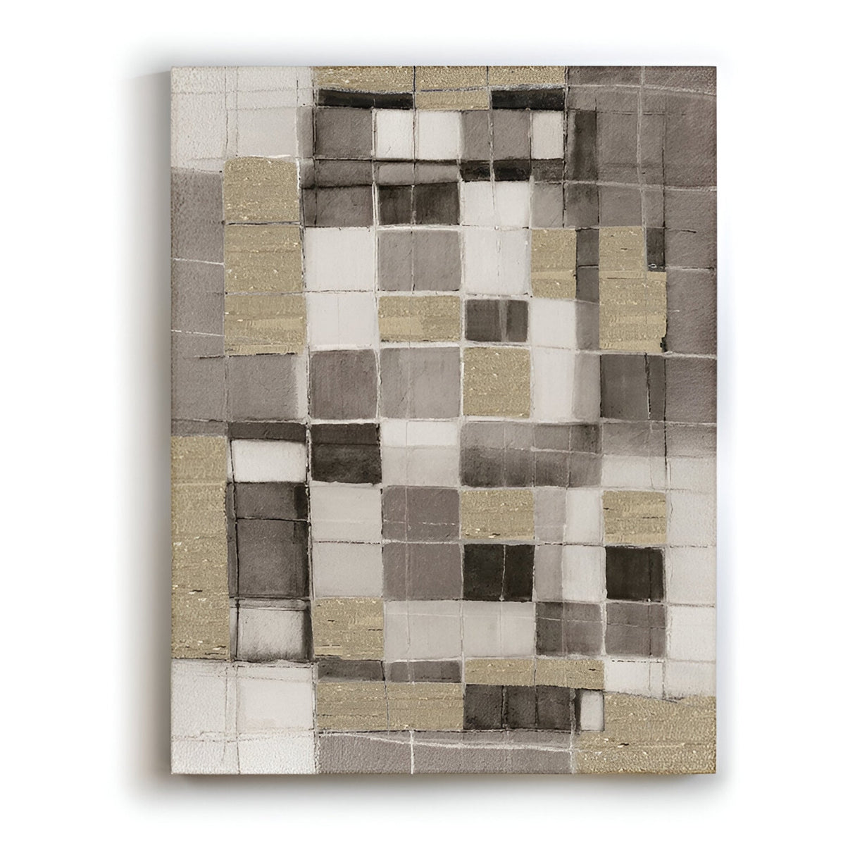 Abstractio Neutral Block Grid Acrylic Painting – 100x130cm
