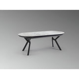 Antea 8-10 Seater Wood & Metal Extendable Dining Table – White Marble