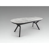 Antea 8-10 Seater Wood & Metal Extendable Dining Table – White Marble