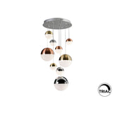 Sphere 9 Light Dimmable LED Cluster Pendant 78W 3000K - Multicoloured