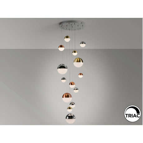 Sphere 14 Light Dimmable LED Large Cluster Pendant 78W 3000K - Multicoloured