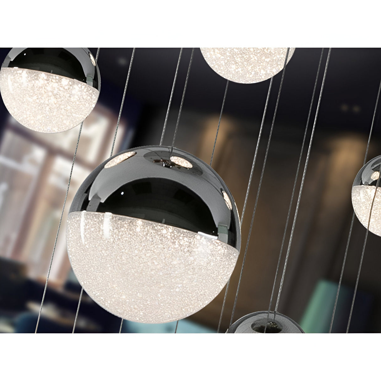 Sphere 14 Light Dimmable LED Small Cluster Pendant 78W 3000K - Chrome