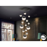 Sphere 14 Light Dimmable LED Small Cluster Pendant 78W 3000K - Chrome