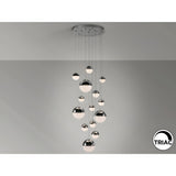 Sphere 14 Light Dimmable LED Large Cluster Pendant 78W 3000K - Chrome