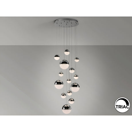 Sphere 14 Light Dimmable LED Large Cluster Pendant 78W 3000K - Chrome
