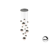 Sphere 14 Light Dimmable LED Large Cluster Pendant 78W 3000K - Chrome