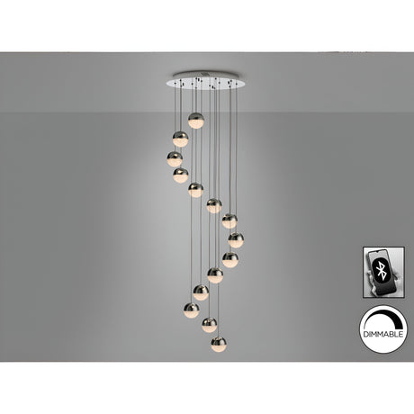 Sphere 14 Light Dimmable LED Cluster Pendant 50W 3000K - Chrome