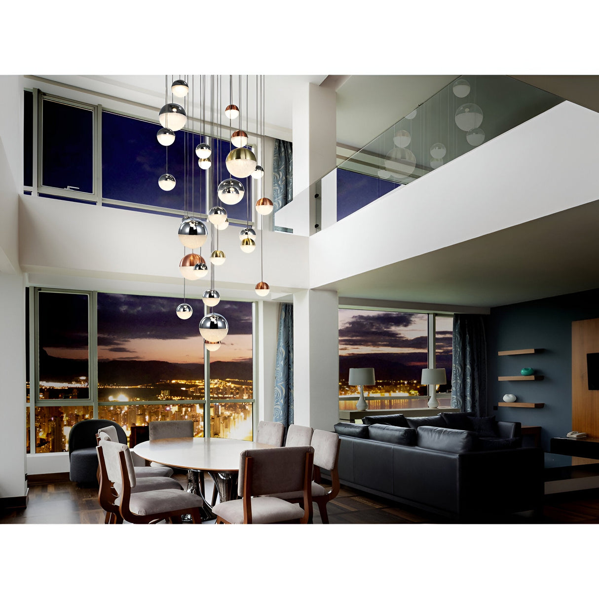 Sphere 27 Light Dimmable CCT LED Large Cluster Pendant - Multicoloured