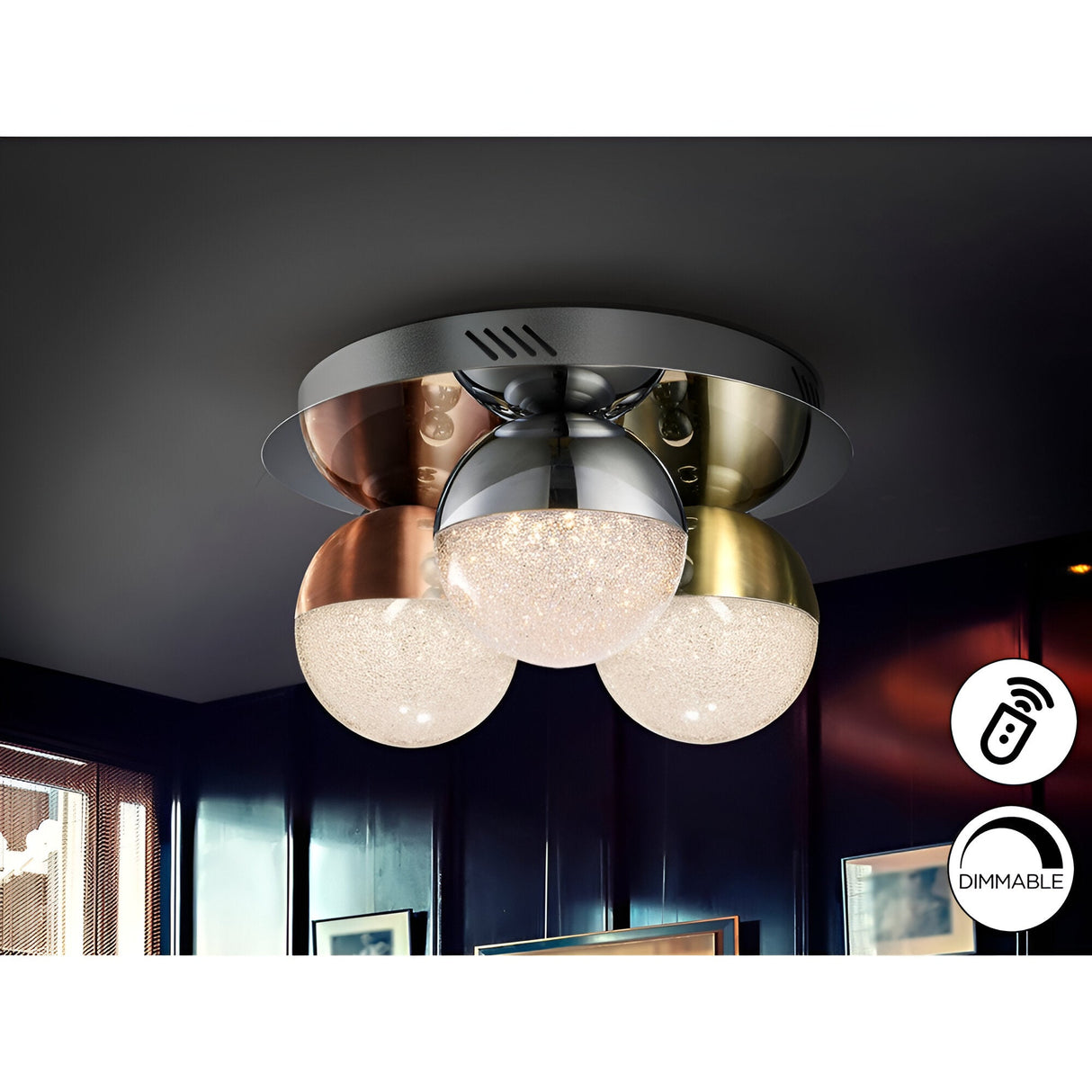 Sphere Dimmable LED Semi-Flush Light - Multicoloured (With Remote Control)