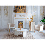 El Aro Gold Marble Pedestal Sculpture With LED Ring Light  - 160cm