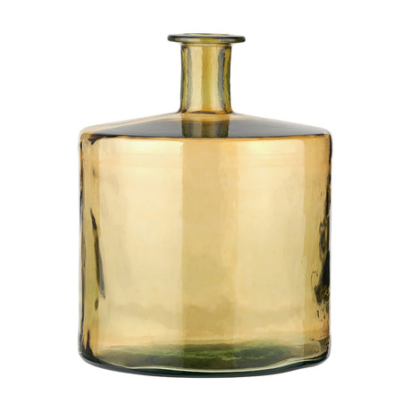 Amber Recycled Glass Bottle Vase, 45cm tall with a wide cylindrical body and narrow neck, shown against a plain white background.