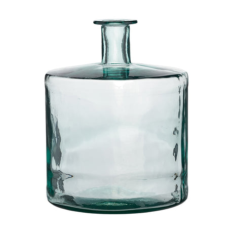 Clear recycled glass bottle vase, 45cm, with a wide cylindrical body and narrow tall neck, shown on a plain white background.