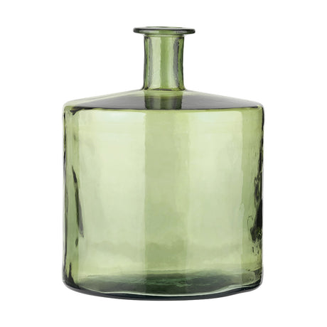 Forest Green Recycled Glass Bottle Vase, 45cm tall with a wide cylindrical base and narrow neck, shown against a plain white background.
