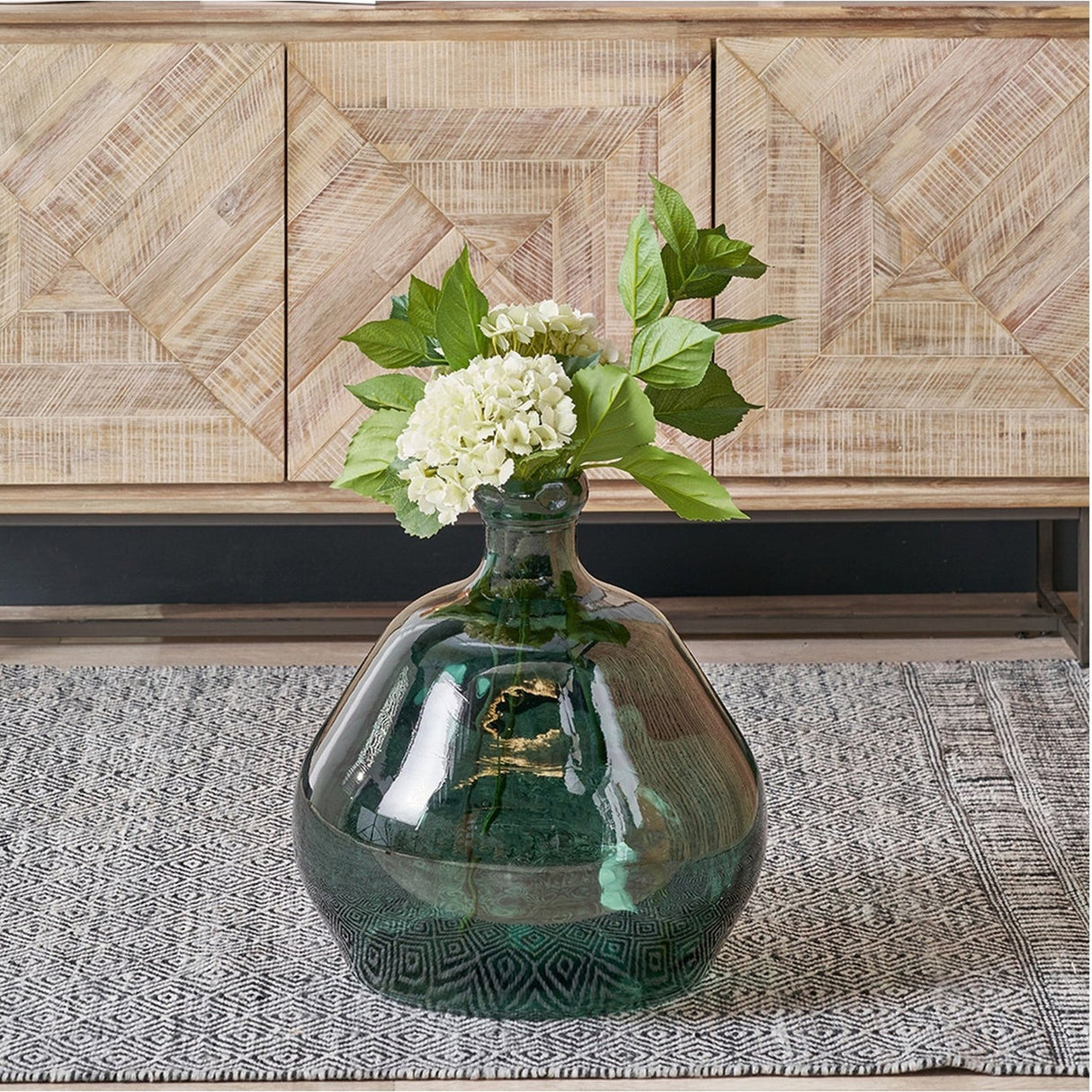 Sea Green Organic Shaped Recycled Glass Vase - 50cm