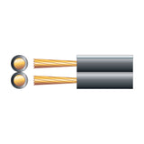 Illustration of Mercury Fig 8 Black Speaker Cable showing two parallel copper 7-strand conductors in a black PVC sheath with cross-section view.