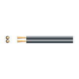 Mercury heavy duty figure 8 speaker cable by AVSL in black PVC, shown with cross-section revealing two stranded copper cores, on a plain white background.