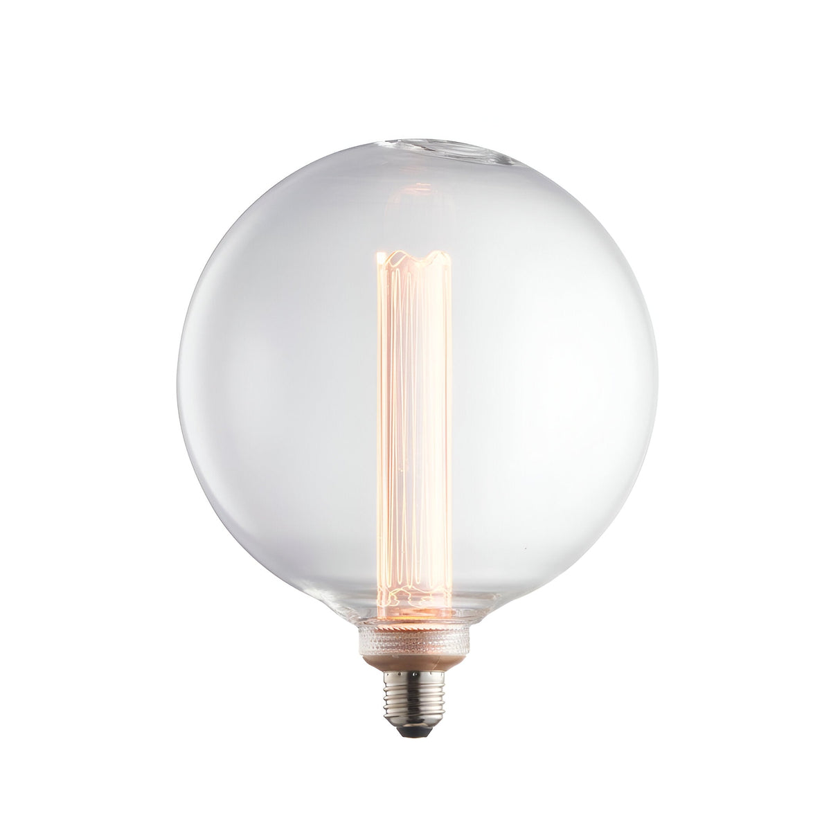 Endon 2.8W E27 LED clear globe bulb with warm white etched acrylic sleeve diffuser inside a large round glass shell, shown on a plain white background.
