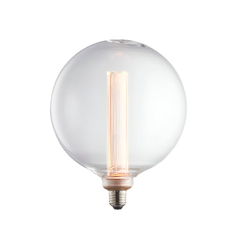 Endon 2.8W E27 LED clear globe bulb with warm white etched acrylic sleeve diffuser inside a large round glass shell, shown on a plain white background.