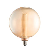 Endon 2.8W E27 LED globe bulb with oversized amber tinted glass and an etched acrylic diffuser sleeve inside, shown on a plain white background.