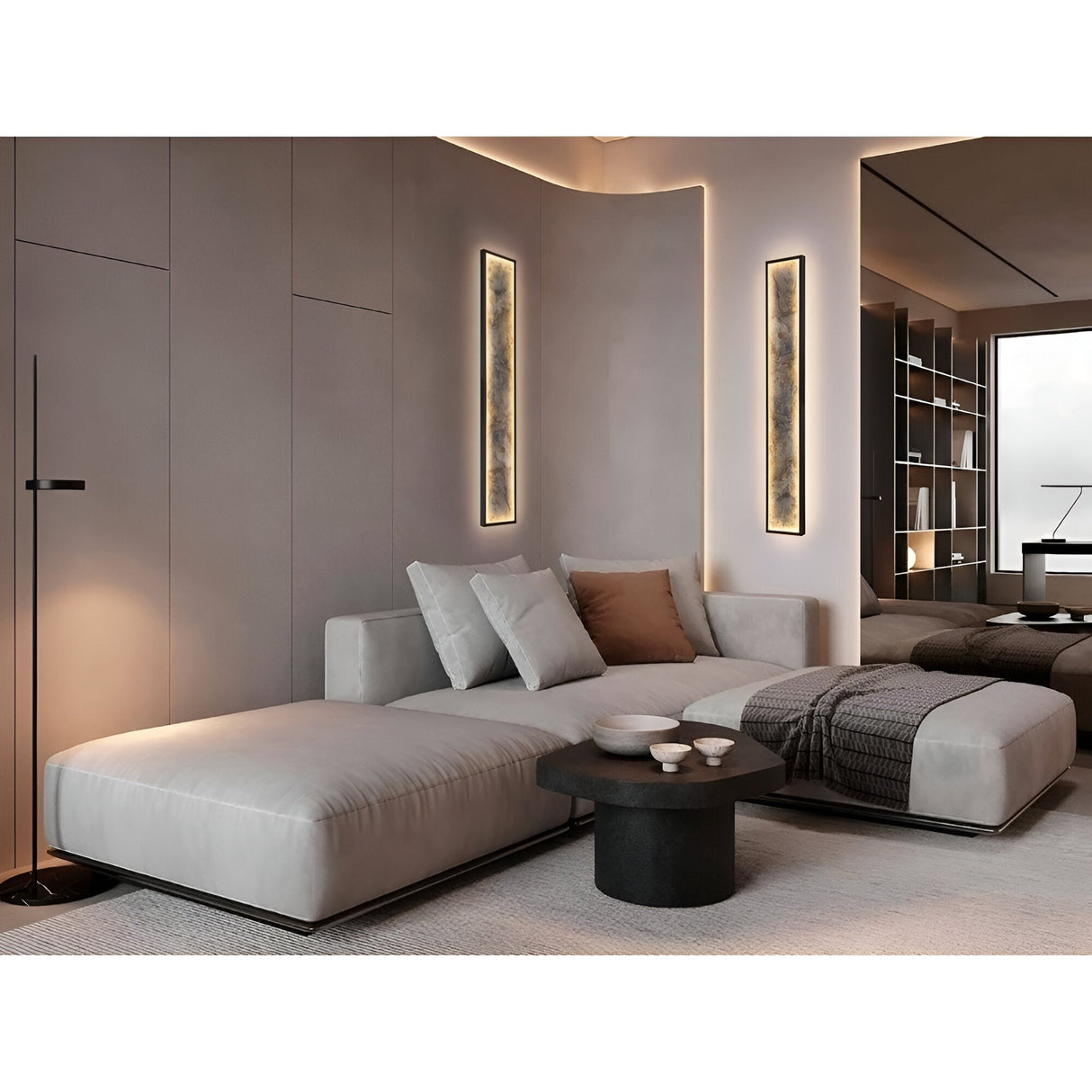 Stone Rectangle Large CCT Adjustable LED Wall & Ceiling Light - Multicoloured