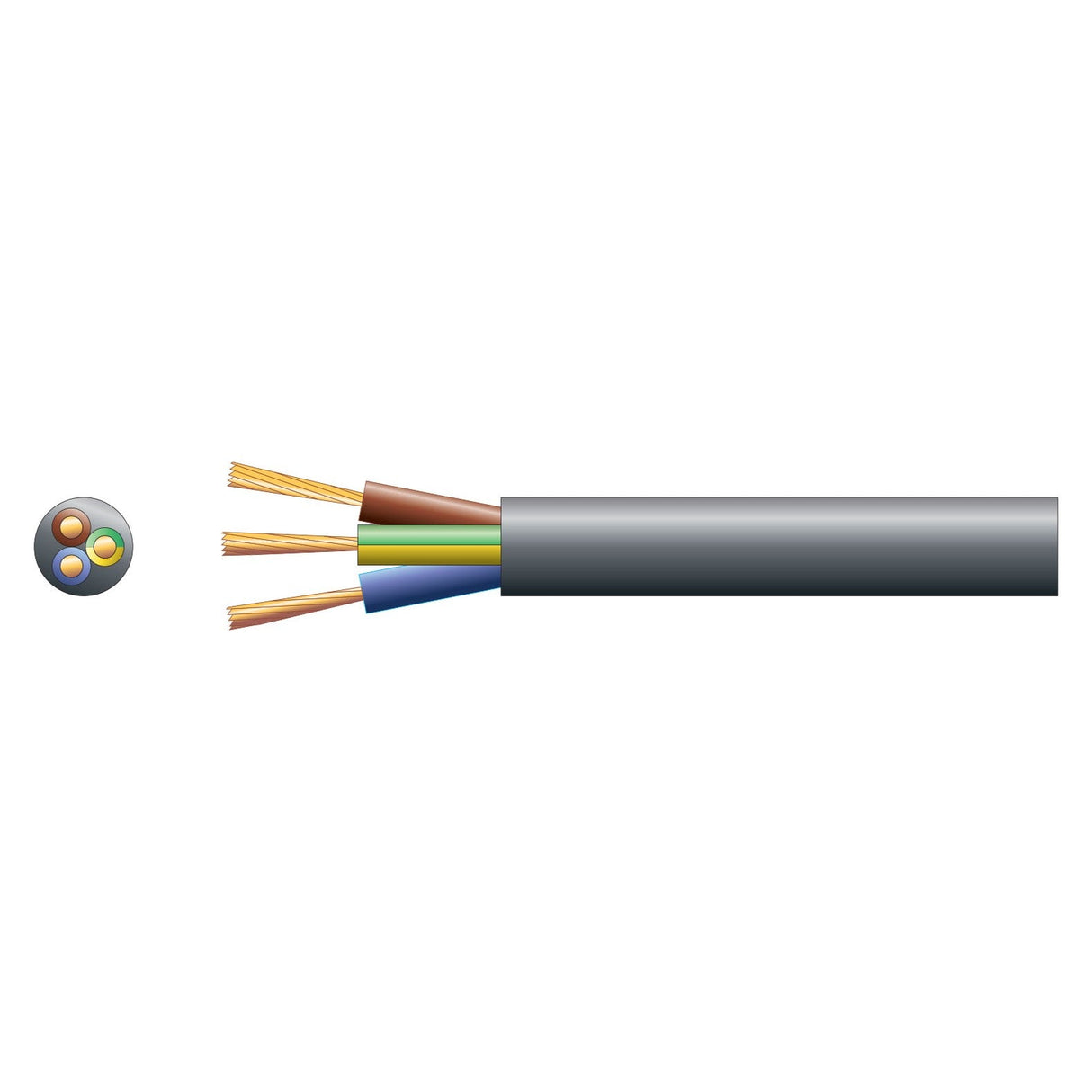 Mercury 3 Core Round Mains PVC, 3 x 24, Black (100m)