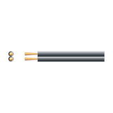 Mercury Figure 8 black OFC speaker cable shown in side profile with two parallel cores and a cross-section view exposing the copper strands.