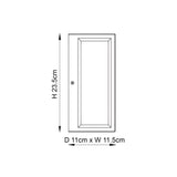 Dimension diagram of the Endon Castwick box lantern wall light showing height 23.5cm and base 11cm by 11.5cm on a white background.