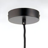 Endon Marlowe matt black ceiling rose with black fabric flex cable, part of the E27 pendant cable set, shown against a plain white background.